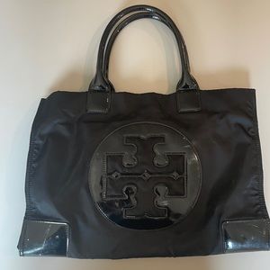 Tory Burch black Ella patent tote bag